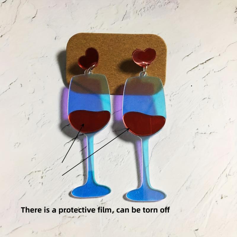 Discoloration Acrylic Red Wine Cup Earrings