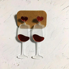 Discoloration Acrylic Red Wine Cup Earrings