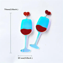 Discoloration Acrylic Red Wine Cup Earrings