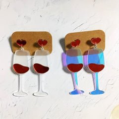 Discoloration Acrylic Red Wine Cup Earrings