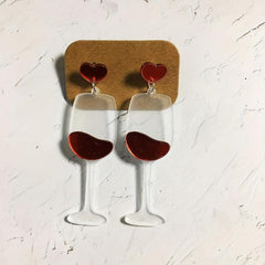 Discoloration Acrylic Red Wine Cup Earrings