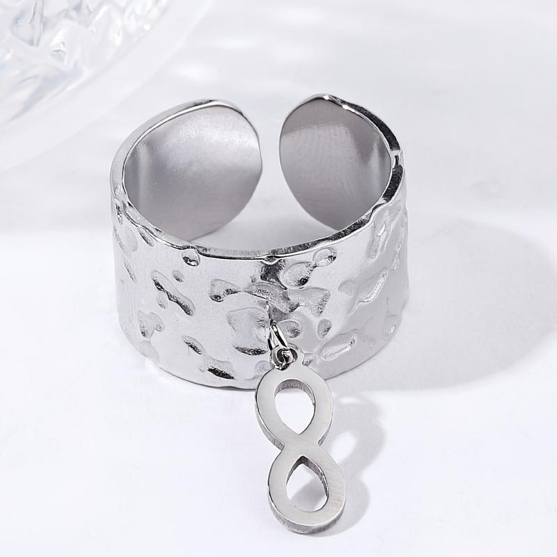 Rough Texture Stainless Steel Adjustable Ring for Party and Engagement
