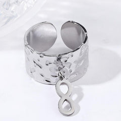 Rough Texture Stainless Steel Adjustable Ring for Party and Engagement