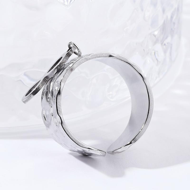 Rough Texture Stainless Steel Adjustable Ring for Party and Engagement