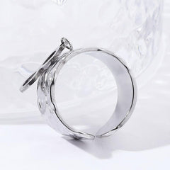 Rough Texture Stainless Steel Adjustable Ring for Party and Engagement