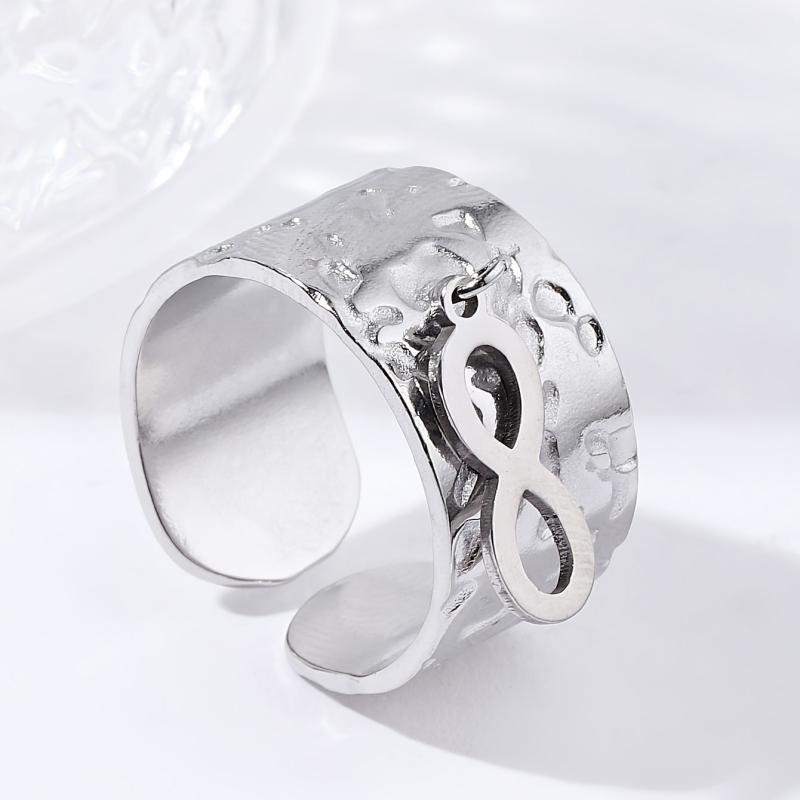 Rough Texture Stainless Steel Adjustable Ring for Party and Engagement