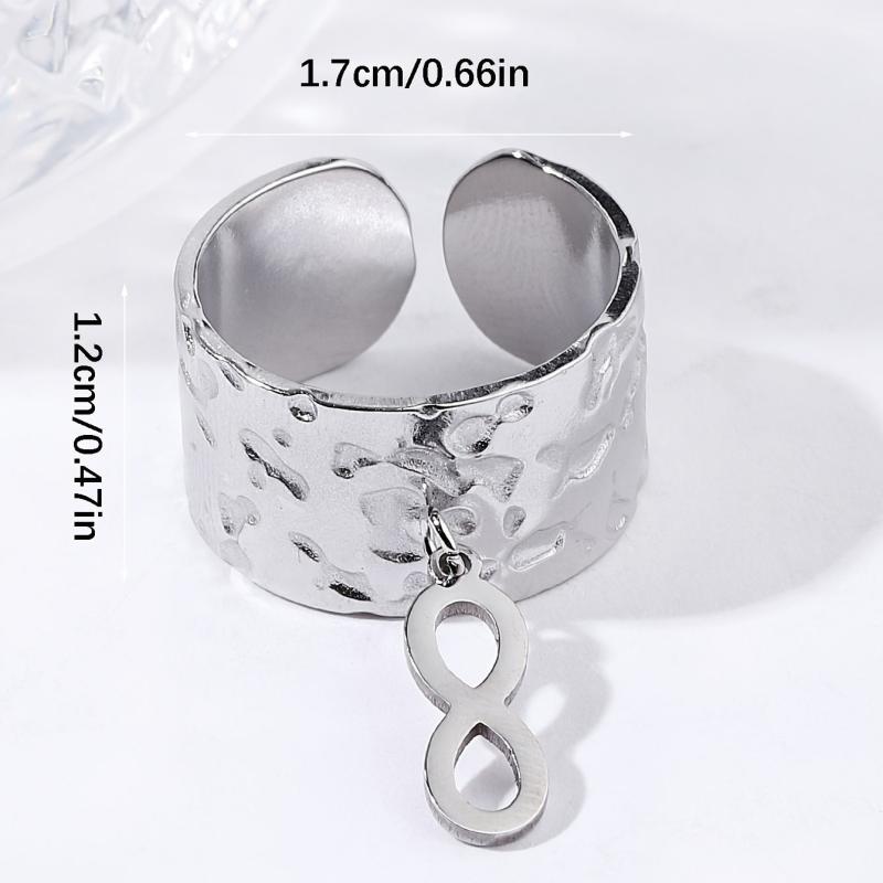 Rough Texture Stainless Steel Adjustable Ring for Party and Engagement
