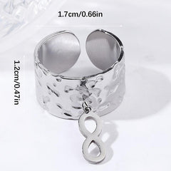 Rough Texture Stainless Steel Adjustable Ring for Party and Engagement