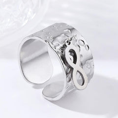 Rough Texture Stainless Steel Adjustable Ring for Party and Engagement