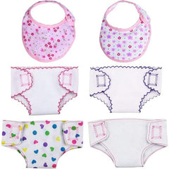 Doll Diapers, Underwear, Bibs for 14-18in Baby Dolls
