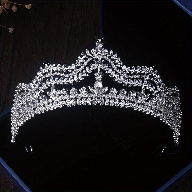 Princess Crown Earring Necklace Set Rhinestone Bridal Jewelry