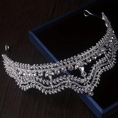Princess Crown Earring Necklace Set Rhinestone Bridal Jewelry