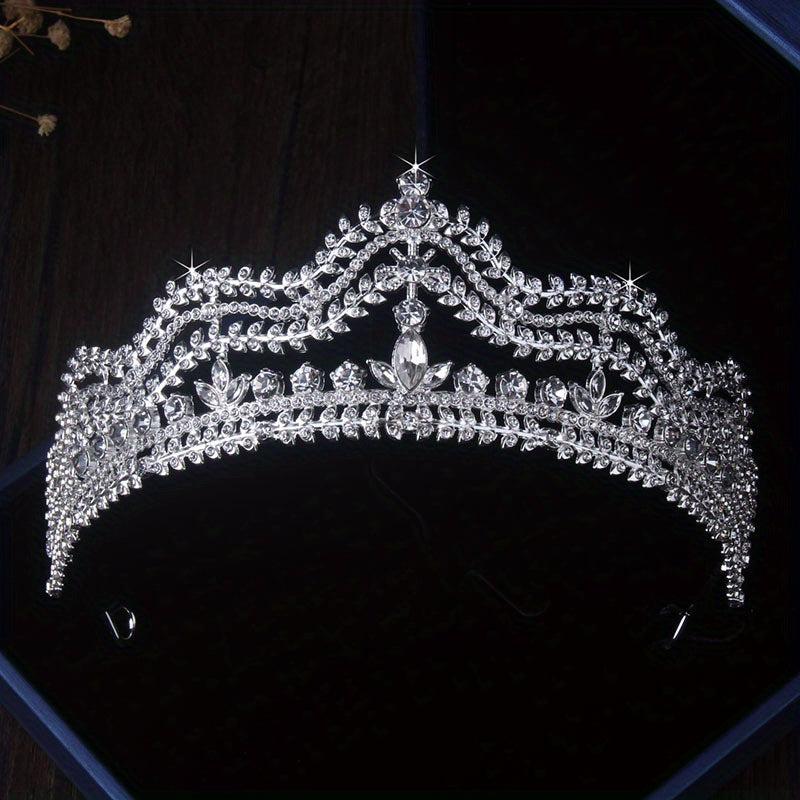 Princess Crown Earring Necklace Set Rhinestone Bridal Jewelry
