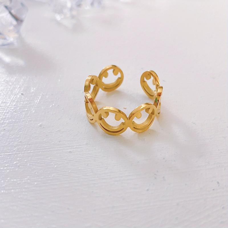 Adjustable Opening Vintage Style Plain Ring Smiling Face Ring Female