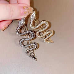 2pcs Metal Snake Hair Clips with Rhinestones Set Hair Accessories
