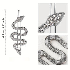 2pcs Metal Snake Hair Clips with Rhinestones Set Hair Accessories