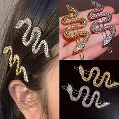 2pcs Metal Snake Hair Clips with Rhinestones Set Hair Accessories