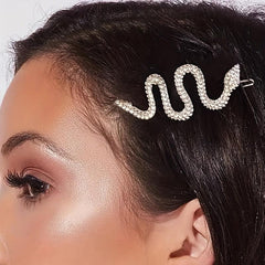 2pcs Metal Snake Hair Clips with Rhinestones Set Hair Accessories