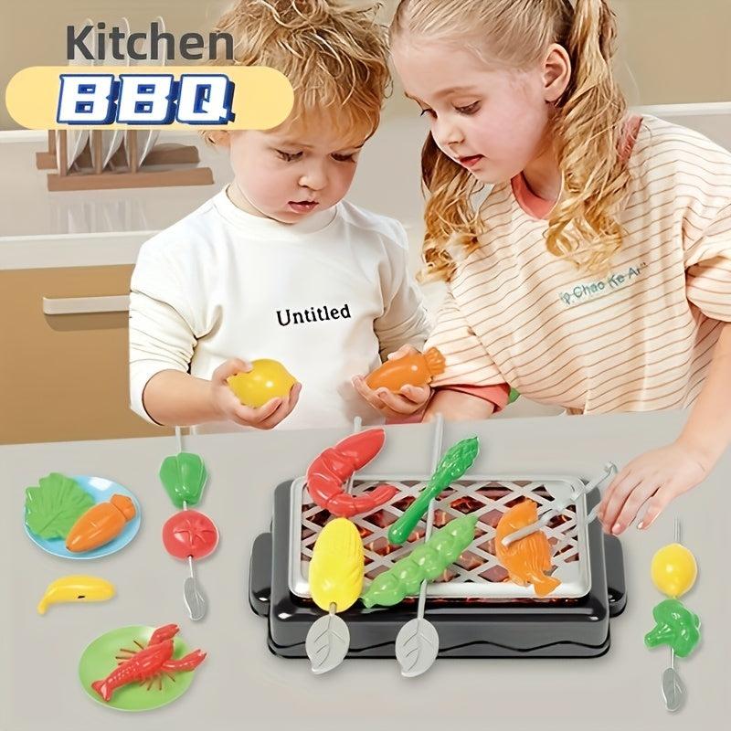 23pcs BBQ Grill Pretend Play Set with Skewers and Meat Sticks
