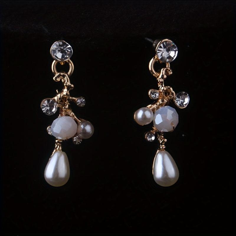 Bridal Jewelry Set with Rhinestone Necklace Earrings
