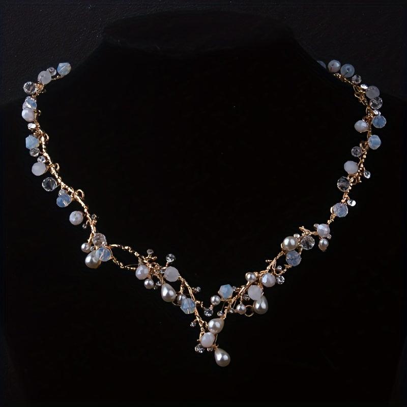 Bridal Jewelry Set with Rhinestone Necklace Earrings