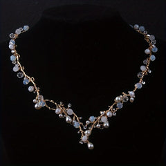 Bridal Jewelry Set with Rhinestone Necklace Earrings