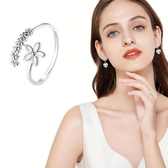 Temperament Dripping Flowers Open Ring