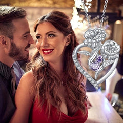 Heart Shaped Purple Rhinestone Pendant Necklace Romantic Gift