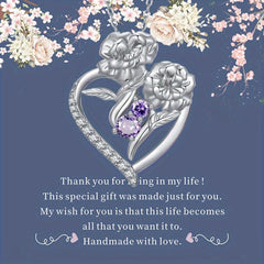 Heart Shaped Purple Rhinestone Pendant Necklace Romantic Gift