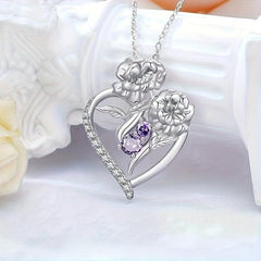 Heart Shaped Purple Rhinestone Pendant Necklace Romantic Gift