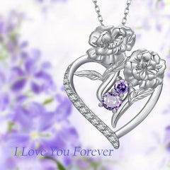 Heart Shaped Purple Rhinestone Pendant Necklace Romantic Gift