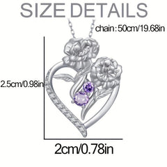 Heart Shaped Purple Rhinestone Pendant Necklace Romantic Gift