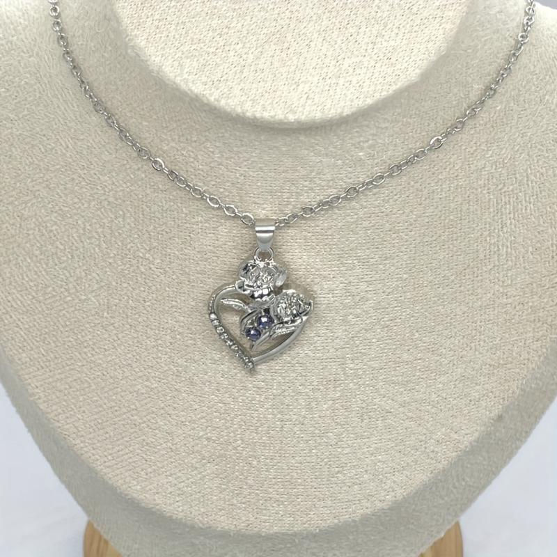 Heart Shaped Purple Rhinestone Pendant Necklace Romantic Gift