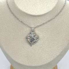 Heart Shaped Purple Rhinestone Pendant Necklace Romantic Gift