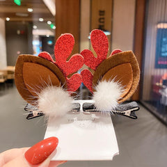 Christmas Hair Clips Children's Headwear Baby Butterfly Knot Deer Horn