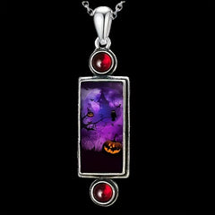 Purple Sky Pumpkin Castle Halloween Necklace Party