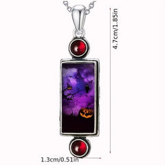 Purple Sky Pumpkin Castle Halloween Necklace Party