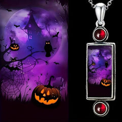 Purple Sky Pumpkin Castle Halloween Necklace Party