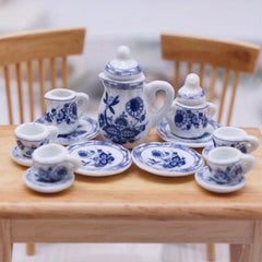 Dollhouse Kitchen Porcelain Tea Set 15pcs Ceramics for Doll Toy Supplies