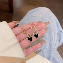 Rhinestone Rhombus Dangle Earrings for Women's Party Look