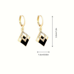 Rhinestone Rhombus Dangle Earrings for Women's Party Look