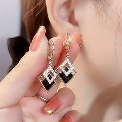 Rhinestone Rhombus Dangle Earrings for Women's Party Look