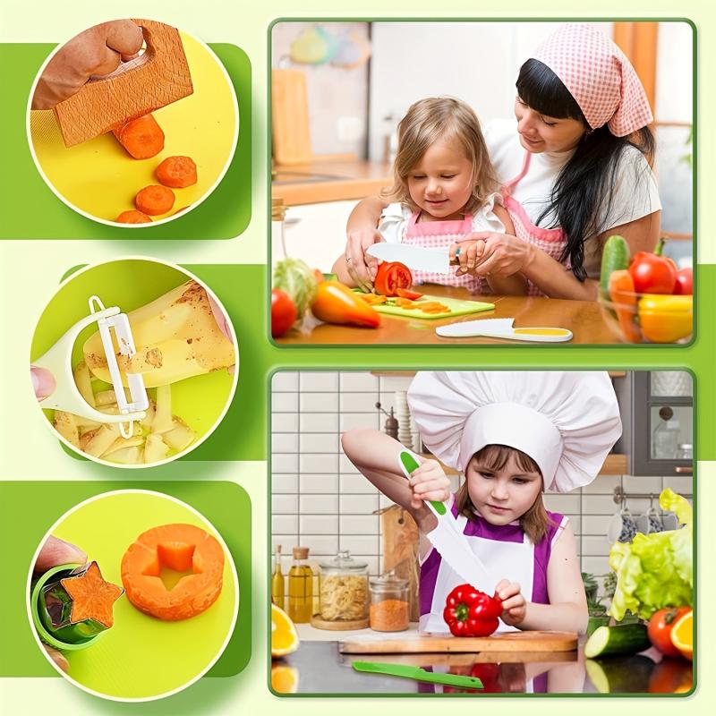 13-Piece Kitchen Set for Toddlers with Safe Knives and Cutting Board