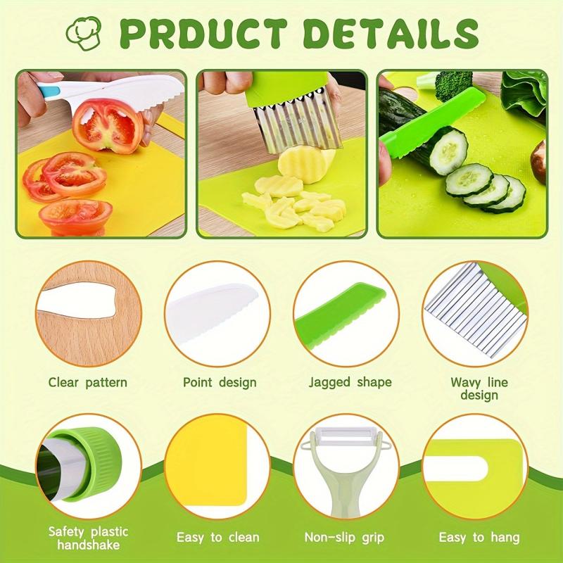 13-Piece Kitchen Set for Toddlers with Safe Knives and Cutting Board