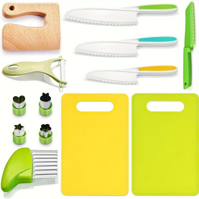 13-Piece Kitchen Set for Toddlers with Safe Knives and Cutting Board