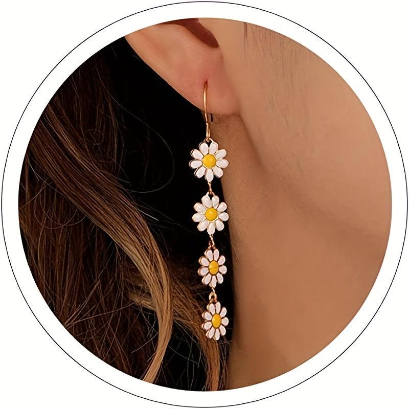 Floral Earrings Sunflower Pendant Summer Holiday Jewelry