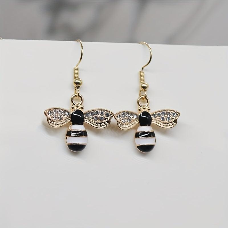 Asymmetrical Bee Honeycomb Earrings Ear Jewelry