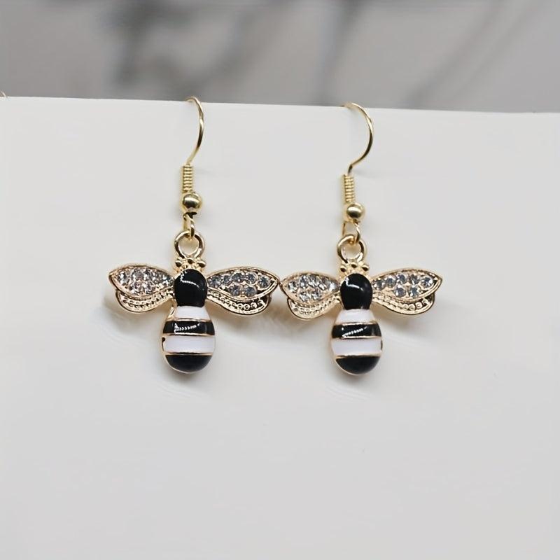 Asymmetrical Bee Honeycomb Earrings Ear Jewelry