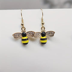 Asymmetrical Bee Honeycomb Earrings Ear Jewelry