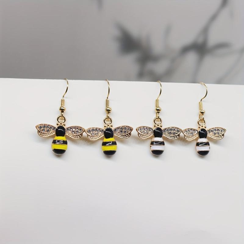 Asymmetrical Bee Honeycomb Earrings Ear Jewelry
